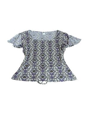 Vintage Y2K Printed Square Neck Top Ruffle Split Sleeves Fairy Boho Festival